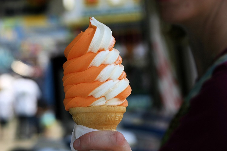 Orange twist cone.  Frozen custard, a legendary boardwalk treat in Seaside Heights, New Jersey.