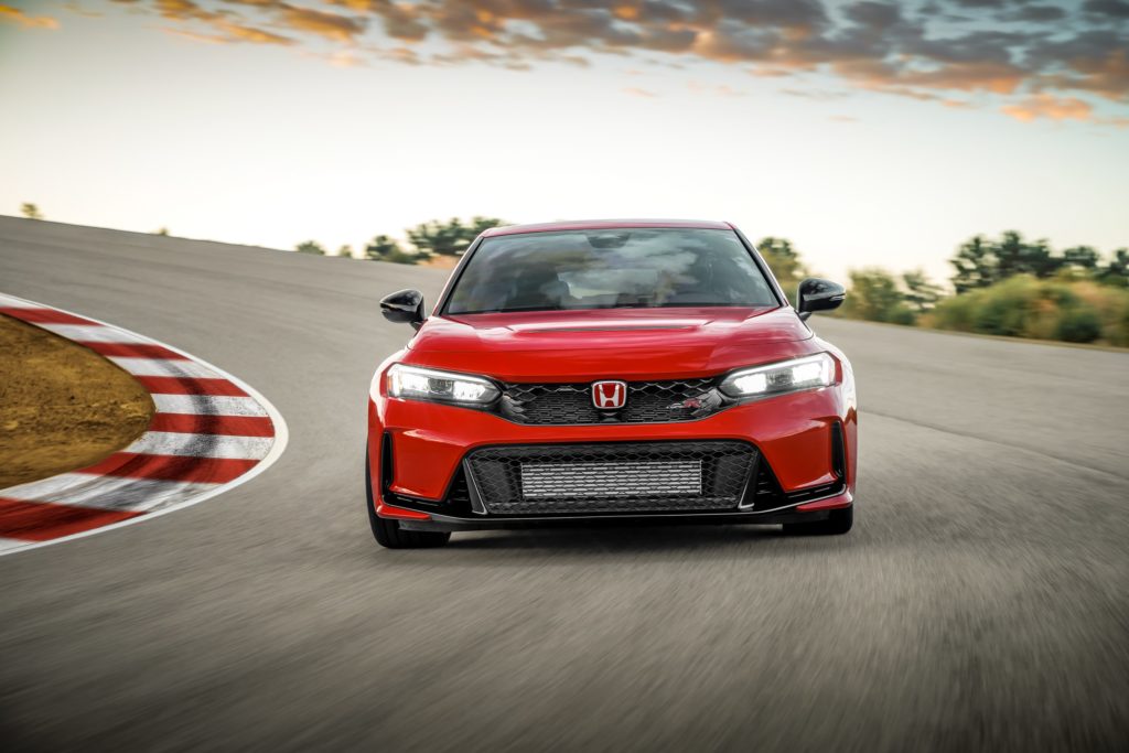 red Civic Type R on racetrack